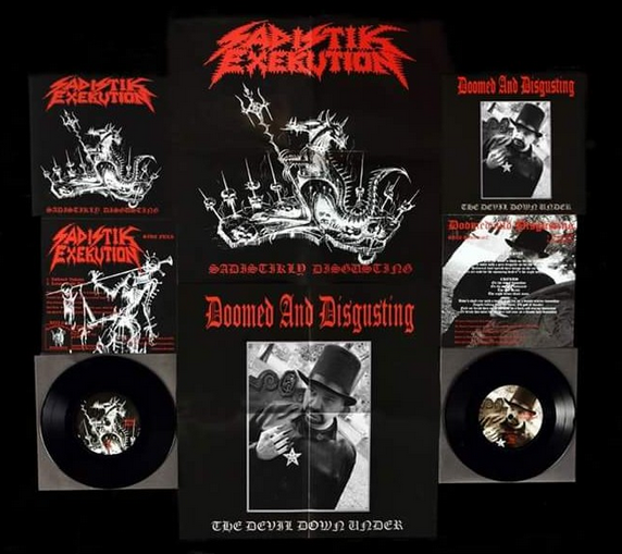 SADISTIK EXEKUTION / DOOMED AND DISGUSTING - SADISTIKLY DISGUSTING/THE DEVIL DOWN UNDER